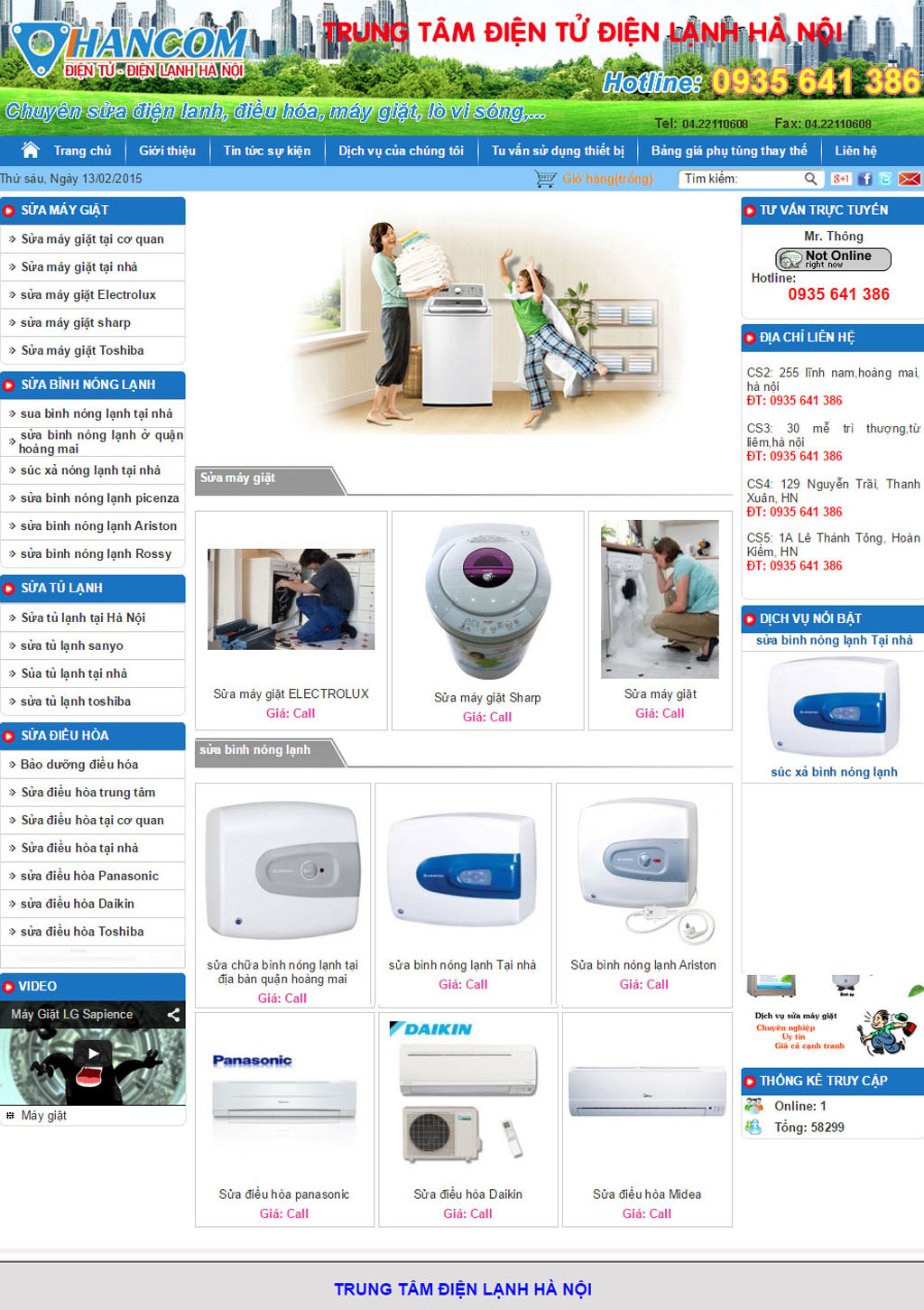 Thiết kế website sửa chữa điện lạnh
