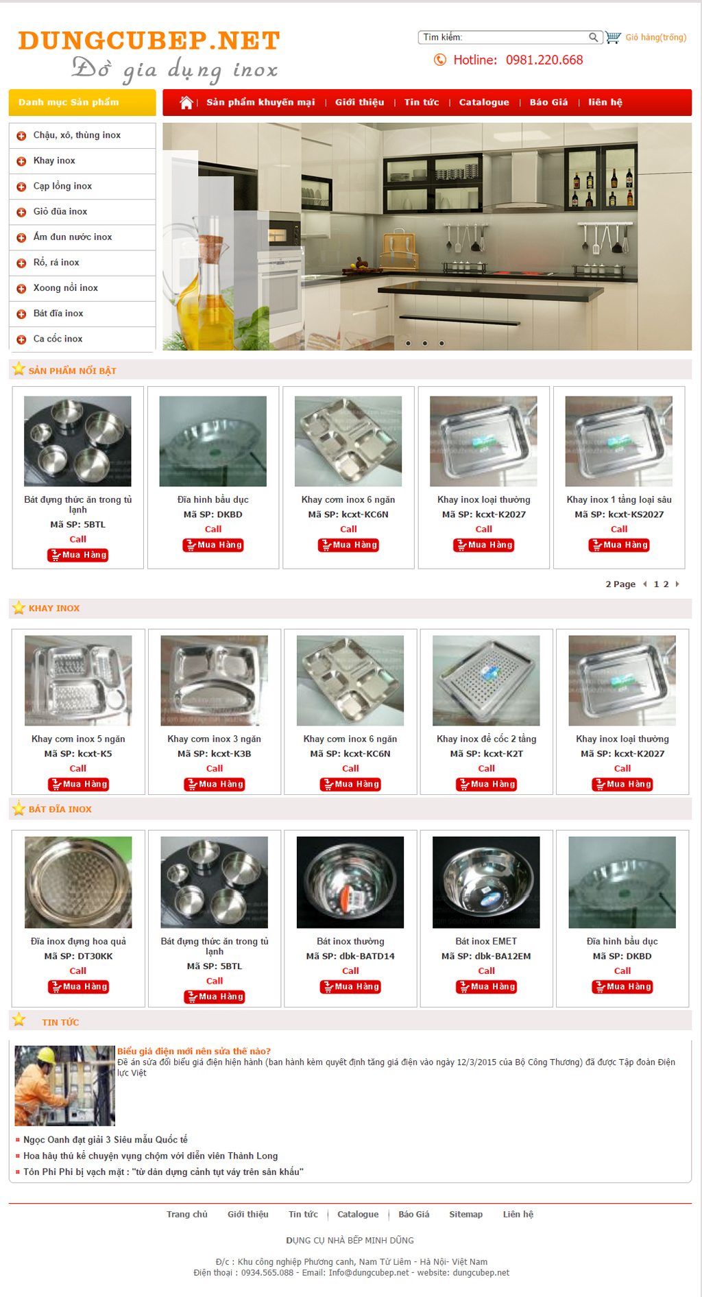 Thiết kế website dụng cụ nhà bếp