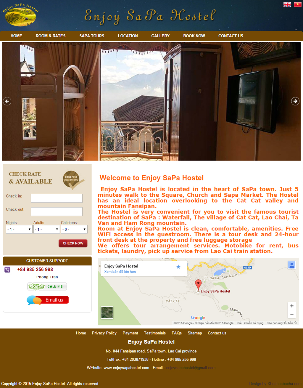 Thiết kế website khách sạn enjoysapahostel